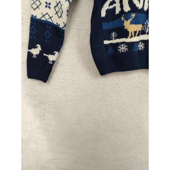 You Look Ugly Today Women Sweater Large Blue Printed 100% Acrylic Knit Pullover - Picture 4 of 16